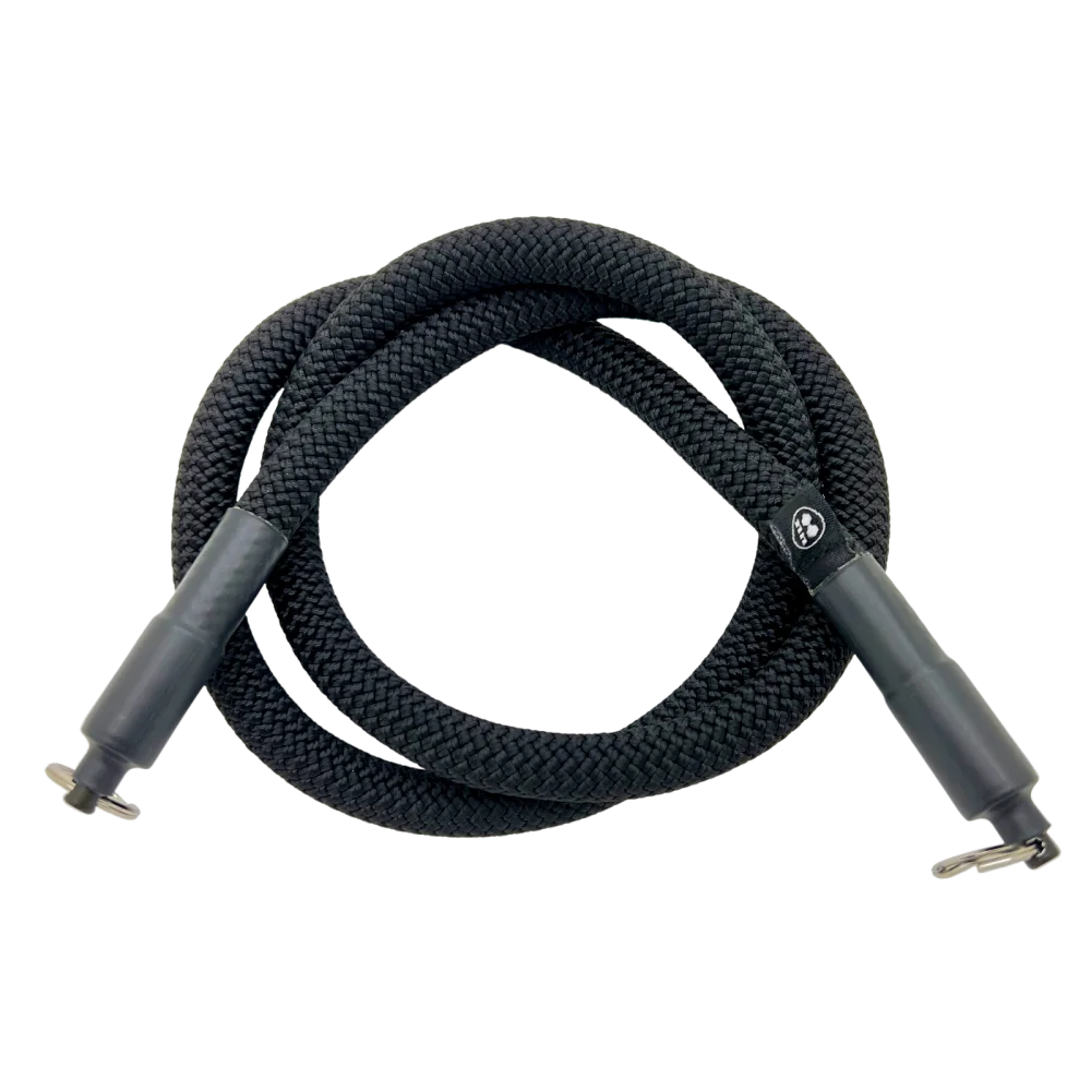 Camera strap made of black climbing rope with patented structure from