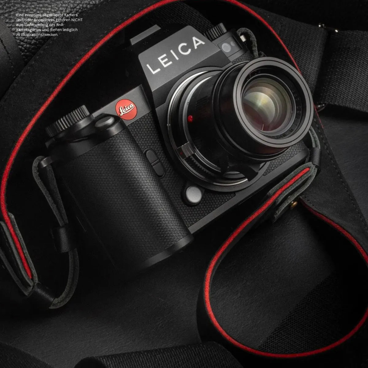 Rock n Roll Camera Straps And Bags Kameragurte | Kamera Schultergurt aus Alcantara für Leica Sl2 Sl s | Schwarz Rot | Rnr | 125cm