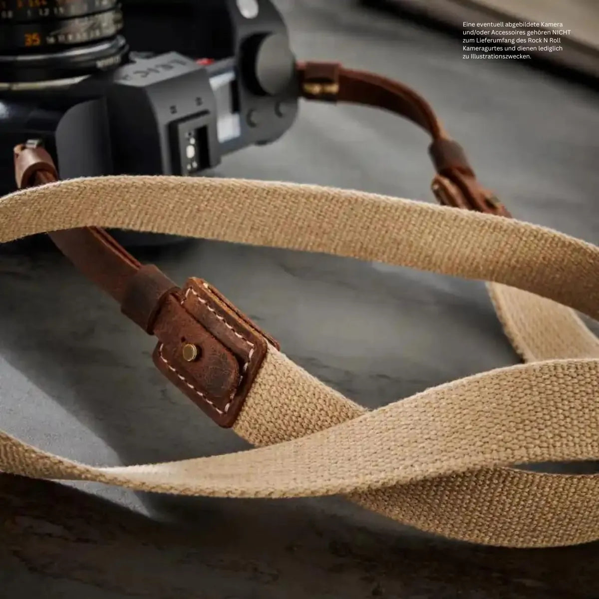 Rock n Roll Camera Straps And Bags Kameragurte | Kamera Schultergurt für Leica Sl2 | Baumwolle und Leder | Beige | Rock n Roll |l