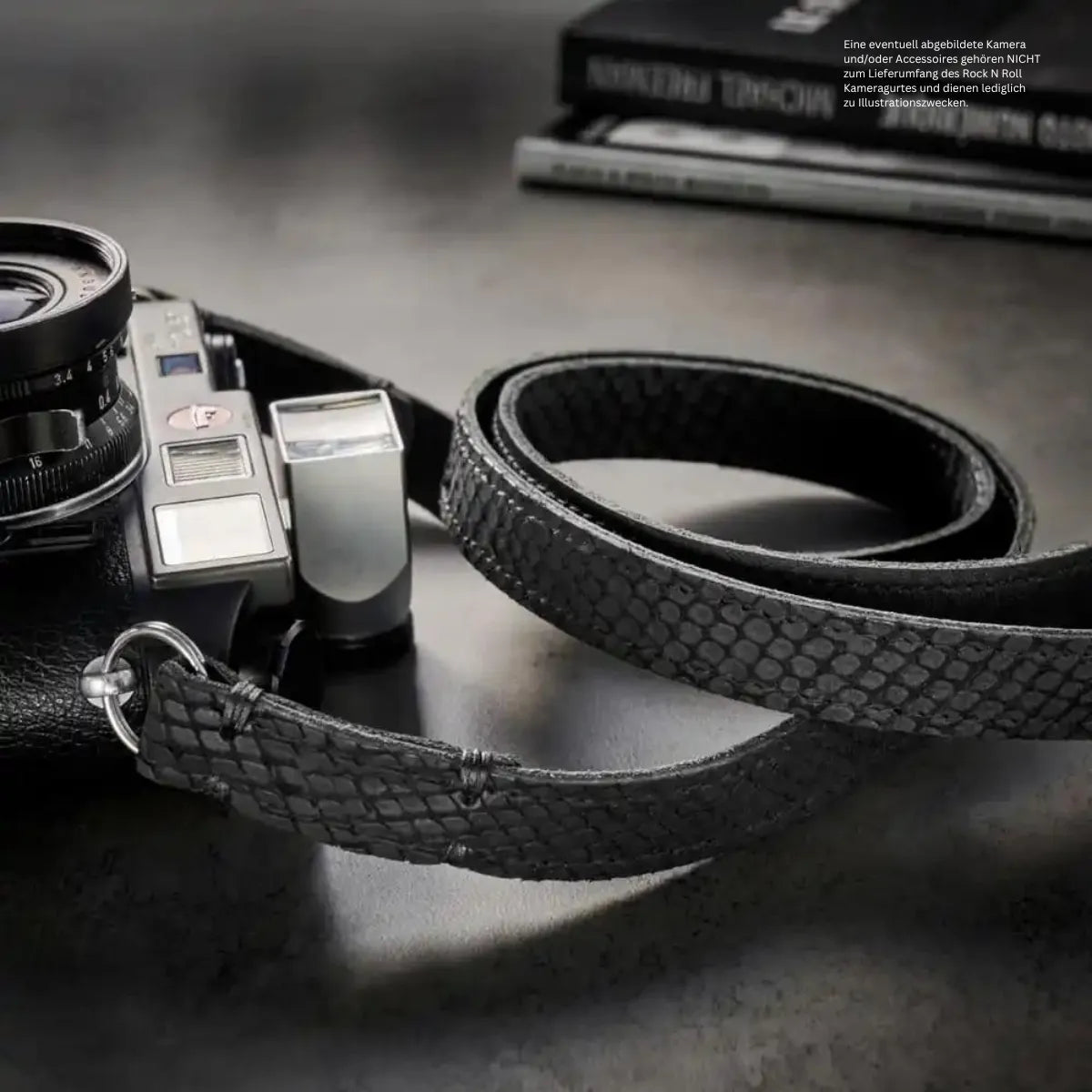 Rock n Roll Camera Straps And Bags Kameragurte | Kamera Schultergurt in Schwarz mit Schlangenleder Prägung | Rock n Roll | Gr.l