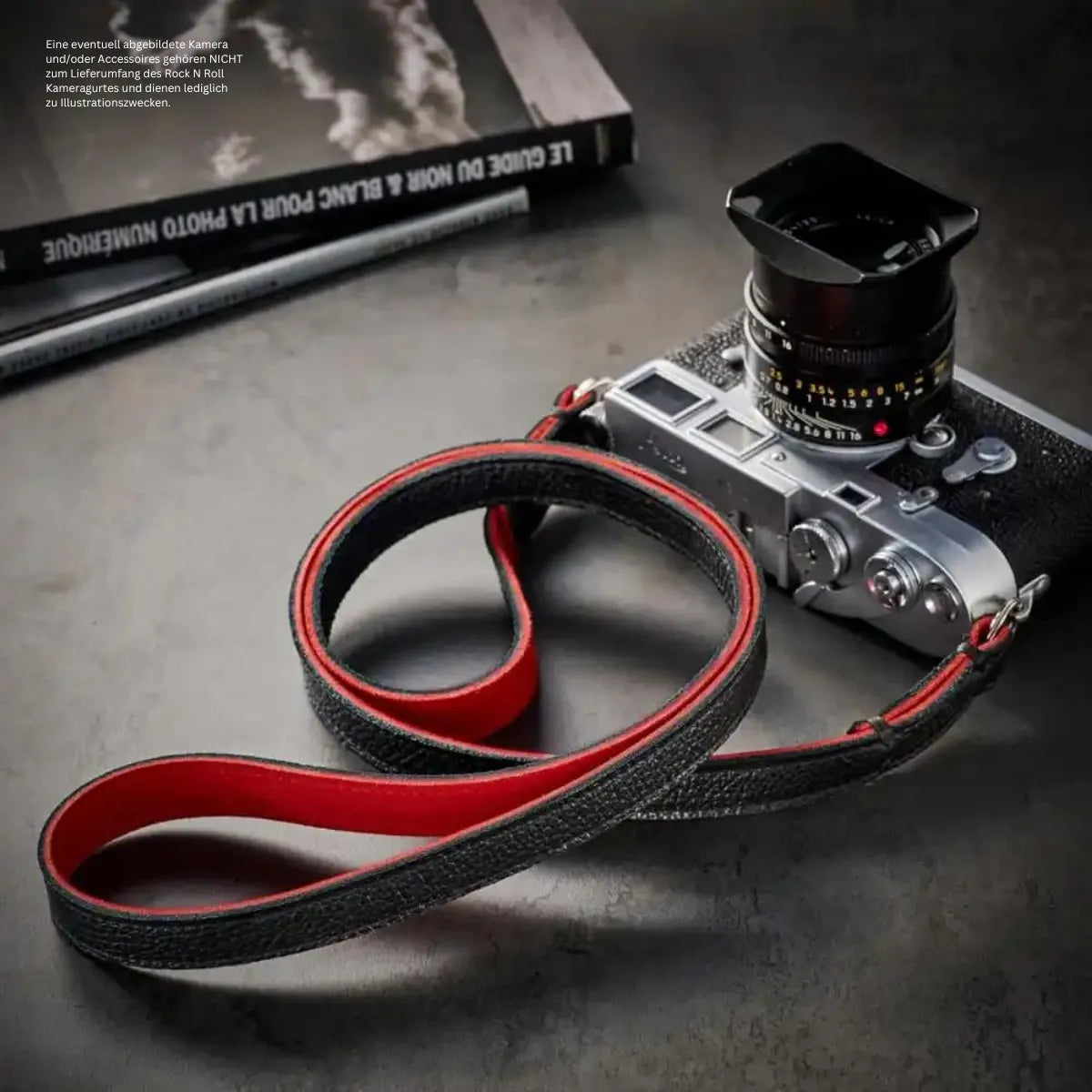 Rock n Roll Camera Straps And Bags Kameragurte | Kamera Tragegurt aus Leder in Schwarz Rot von Rock n Roll Camera Straps | Gr. s