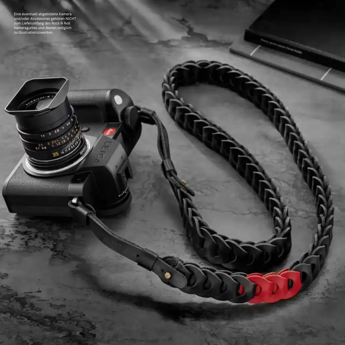 Rock n Roll Camera Straps And Bags Kameragurte | Kameragurt für Leica Sl2 Sl s | Schwarz Rot | Rock n Roll Camera Straps | 100cm