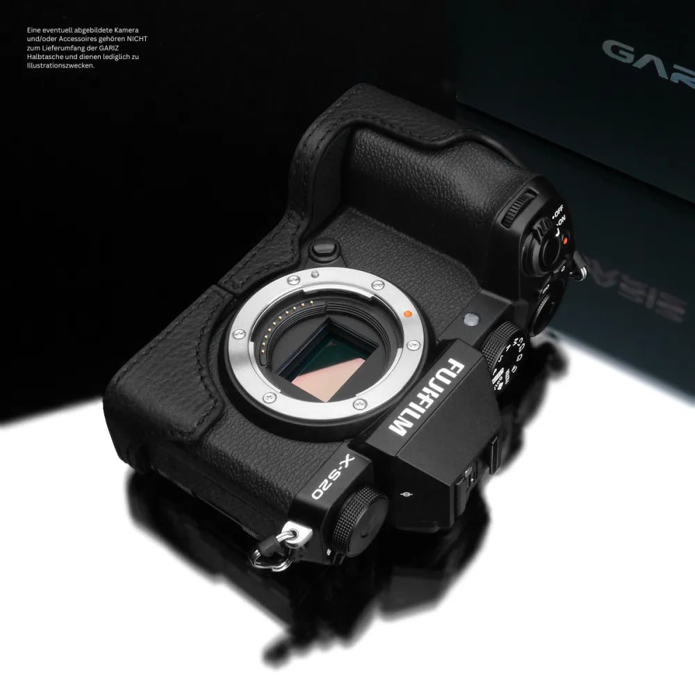 Gariz Design Half Case Bereitschaftstasche | Kameratasche Für Fujifilm X-s20 Von Gariz Design | Schwarzes Leder Aus Italien