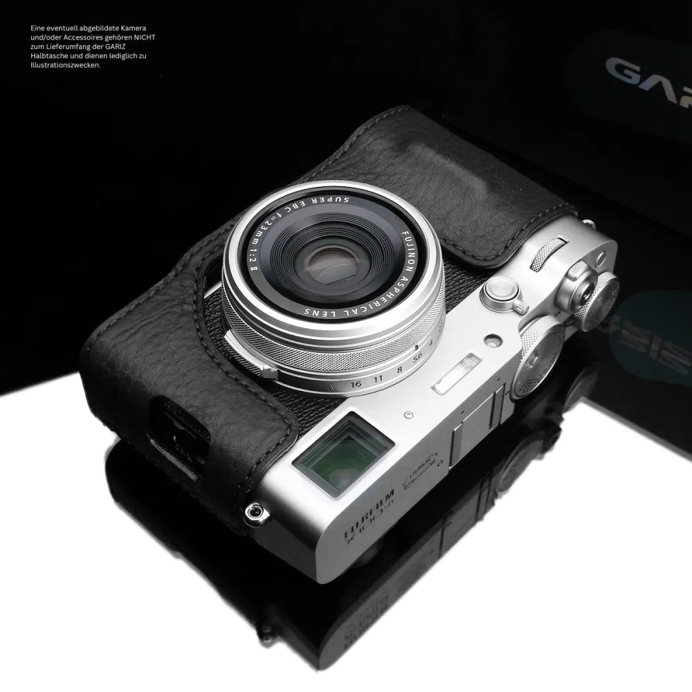 Gariz Design Half Case Bereitschaftstasche | Kameratasche Für Fujifilm X100vi | Italienisches Leder In Schwarz | Gariz Design