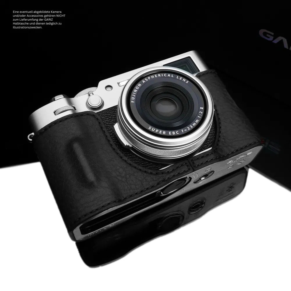 Gariz Design Half Case Bereitschaftstasche | Kameratasche Für Fujifilm X100vi | Italienisches Leder In Schwarz | Gariz Design