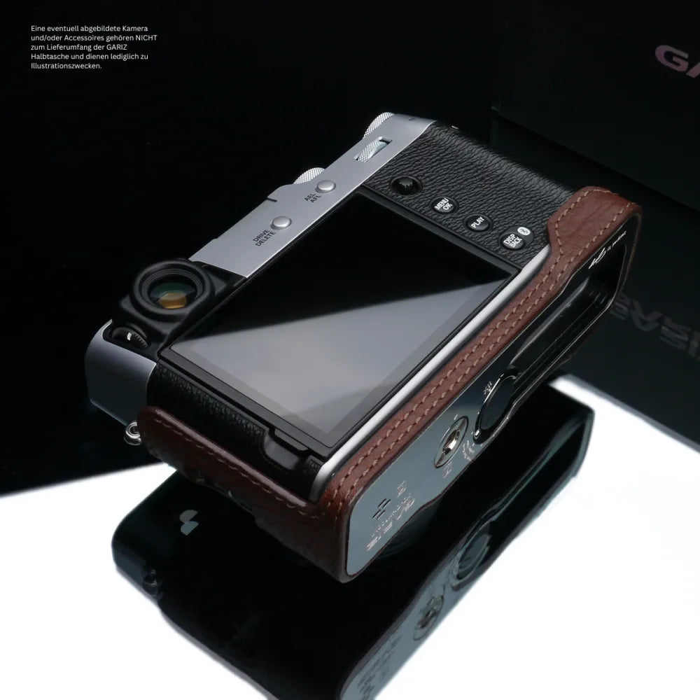 Gariz Design Half Case Bereitschaftstasche | Leder Fototasche Für Fuji X100vi In Dunkelbraun | Exklusives Design By Gariz