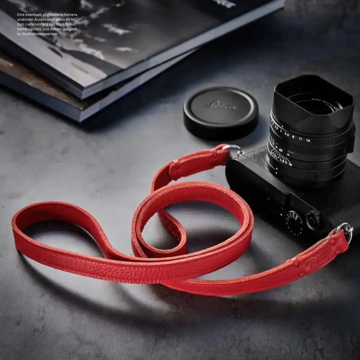 Rock n Roll Camera Straps And Bags Kameragurte | Retro Kameragurt in Rot aus Leder | Rock n Roll Camera Straps | Handmade | Gr.s