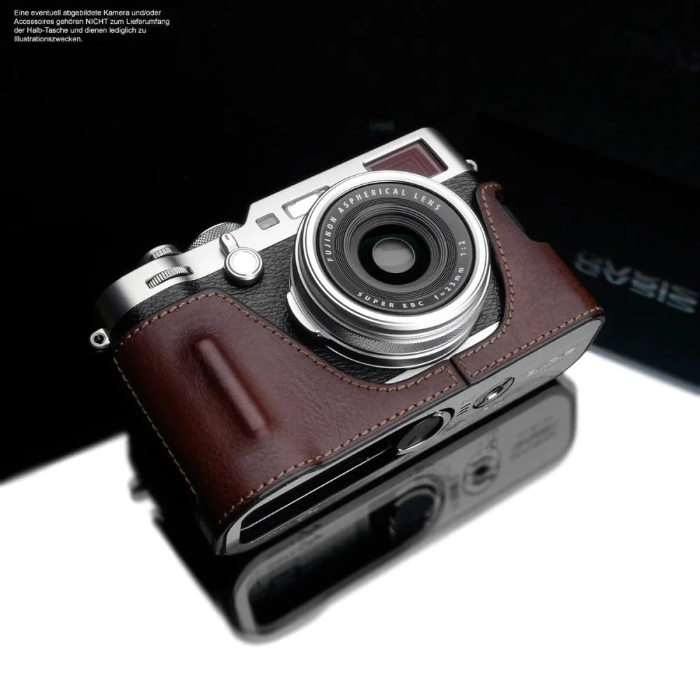 Bottom Opening Version Protective Real Leather Half Camera Case Bag for  Fujifilm x100f with Hand Strap Dark Brown : Electronics - Amazon.com